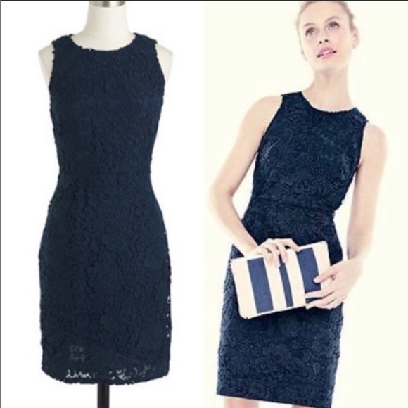 Jcrew collection women’s sleeveless lace dress in navy - Picture 1 of 7
